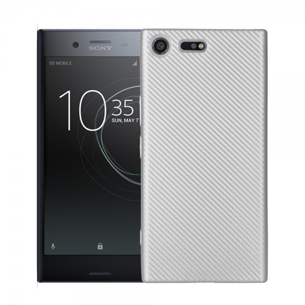 Sony Xperia XZ Premium MobilSuojakuori TPU-materiaali-materiaali Hiilikuitudesign Hopea