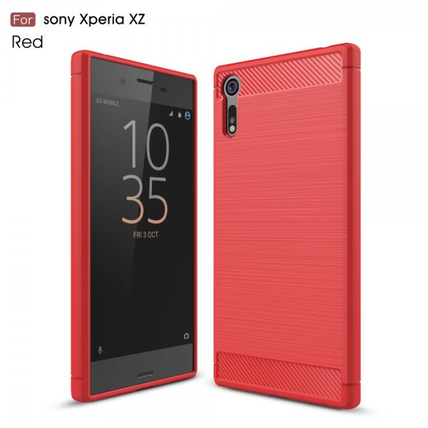 Sony Xperia XZ/XZs Suojakuori Hiilikuiturakenne Punainen