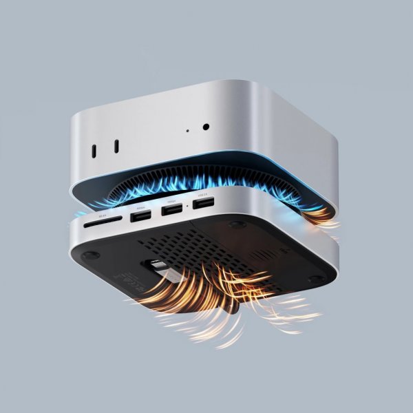 Mac Mini M4 -teline & Hub SSD-kotelolla, hopea