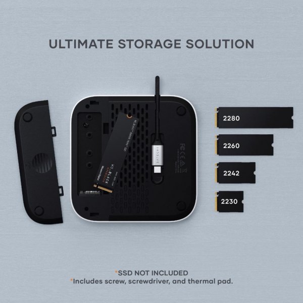 Mac Mini M4 -teline & Hub SSD-kotelolla, hopea