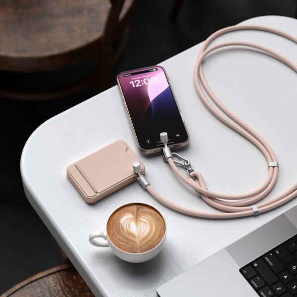 OntheGo Lanyardkaapeli USB-C 1,5 m Desert Rose