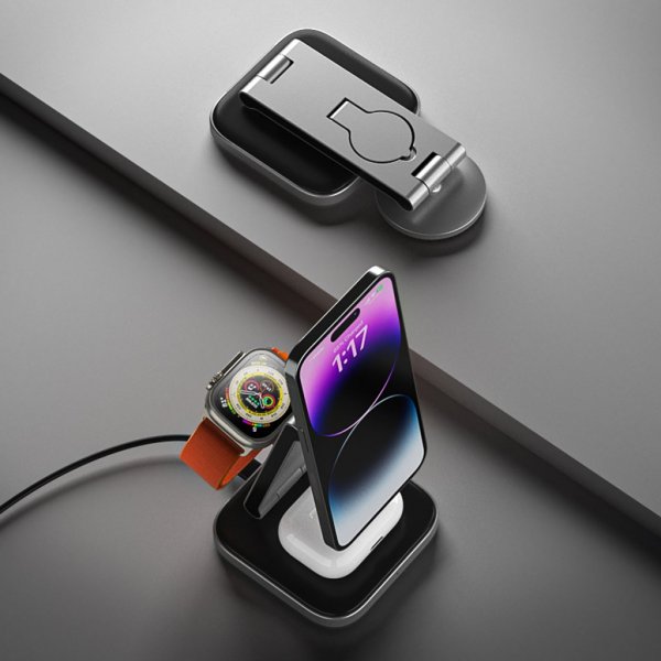 Langaton laturi 3-in-1 Foldable Qi2 Wireless Charging Stand MagSafe
