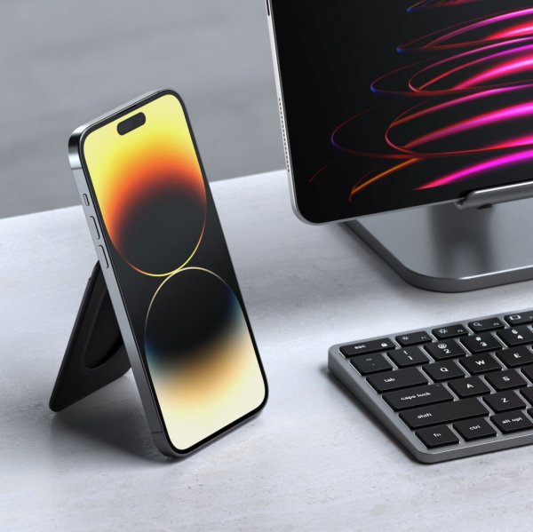 Korttipidike Vegan-Leather Magnetic Wallet Stand Musta