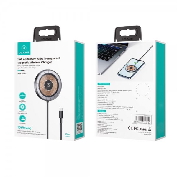 Langaton laturi US-CD183 Aluminium 15W MagSafe