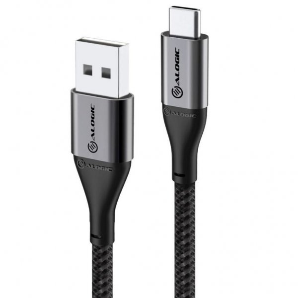 Ultra USB-A että USB-C kaapeli 3A/480Mbps 30 cm Space Grey