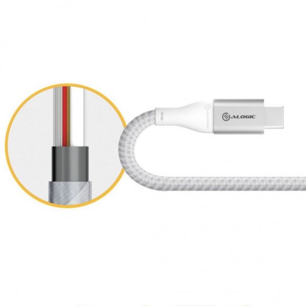 Ultra USB-C että USB-C kaapeli 5A/480Mbps 30 cm Hopea