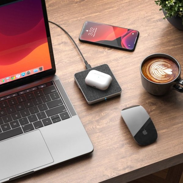 langaton laturi Qi lataus 10W - kanssa USB-A että USB-C kaapeli Space Grey