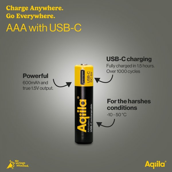 Rechargeable AAA Battery USB-C 4-pack