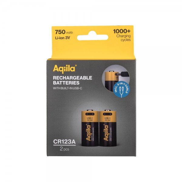 Rechargeable CR123A Battery USB-C 2-pack