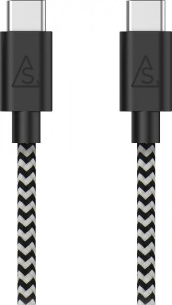 USB-C till USB-C Kaapeli 1m Braided Musta/Valkoinen