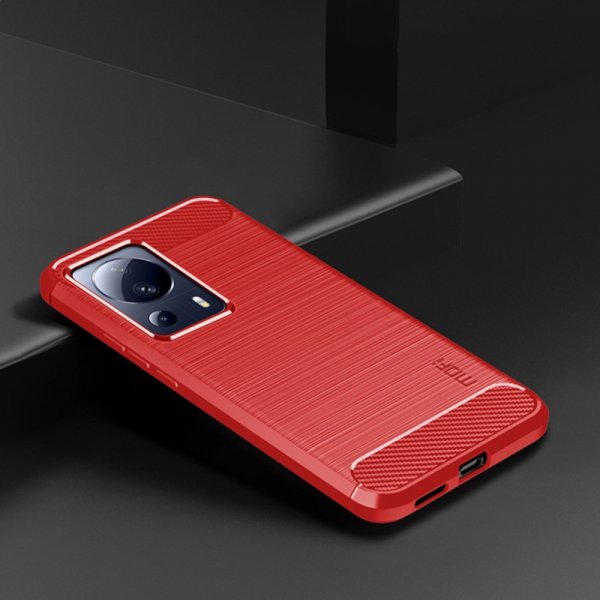 Xiaomi 13 Lite Kuori Harjattu Hiilikuiturakenne Punainen