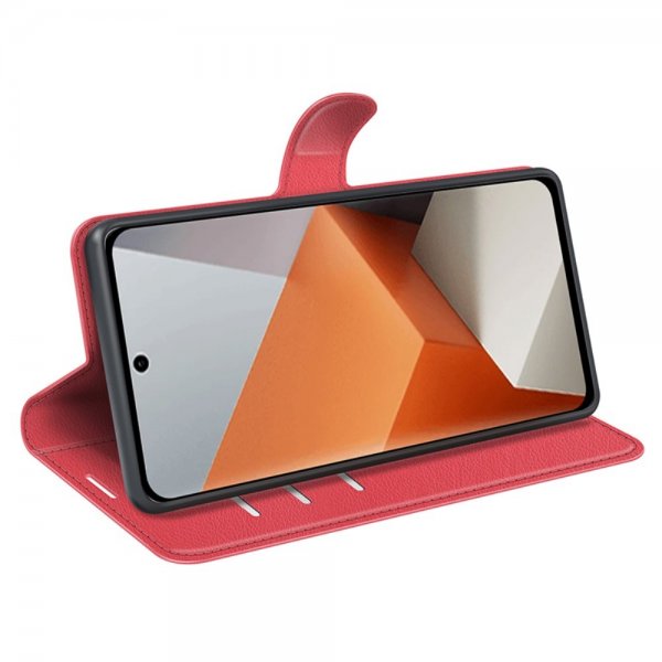 Xiaomi Redmi Note 13 Pro Plus 5G Kotelo Litchi Punainen