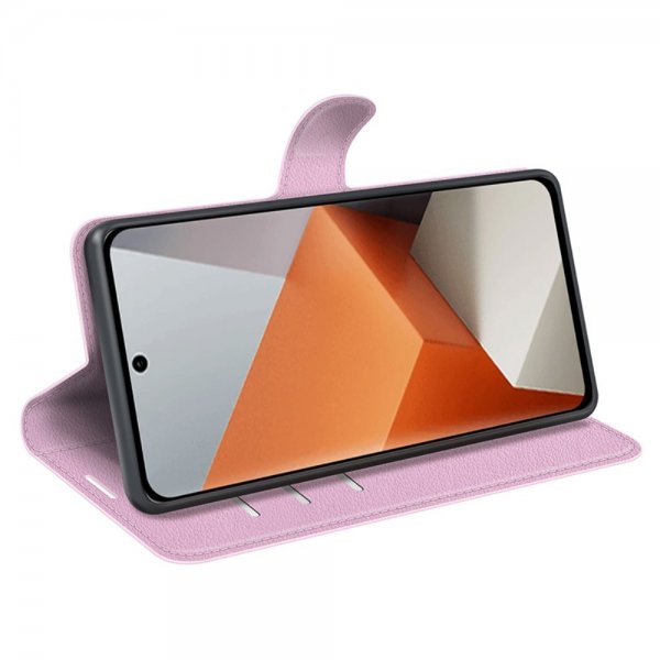 Xiaomi Redmi Note 13 Pro Plus 5G Kotelo Litchi Vaaleanpunainen