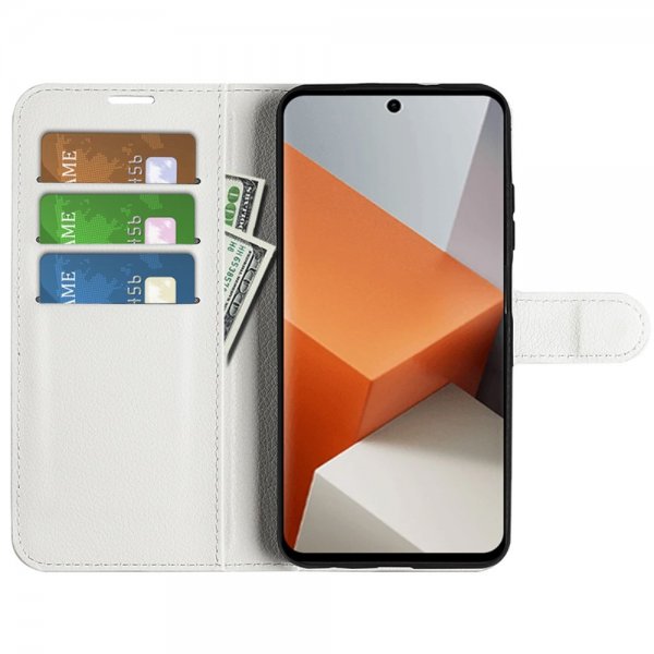 Xiaomi Redmi Note 13 Pro Plus 5G Kotelo Litchi Valkoinen