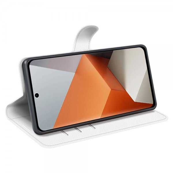 Xiaomi Redmi Note 13 Pro Plus 5G Kotelo Litchi Valkoinen